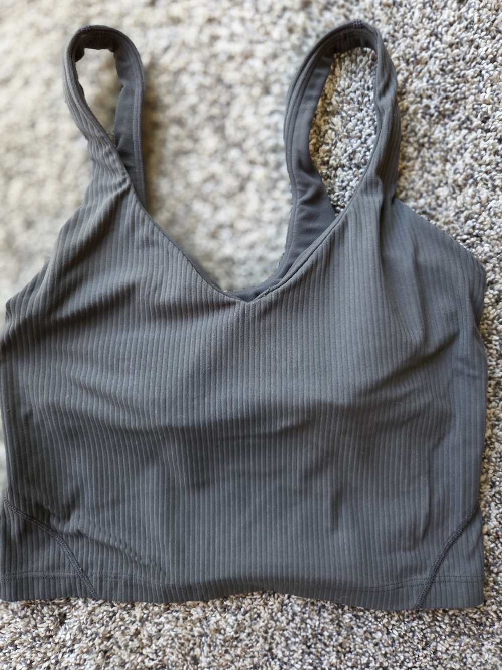 lululemon athletica Ribbed V-Neck Cropped Tank Top in Gray